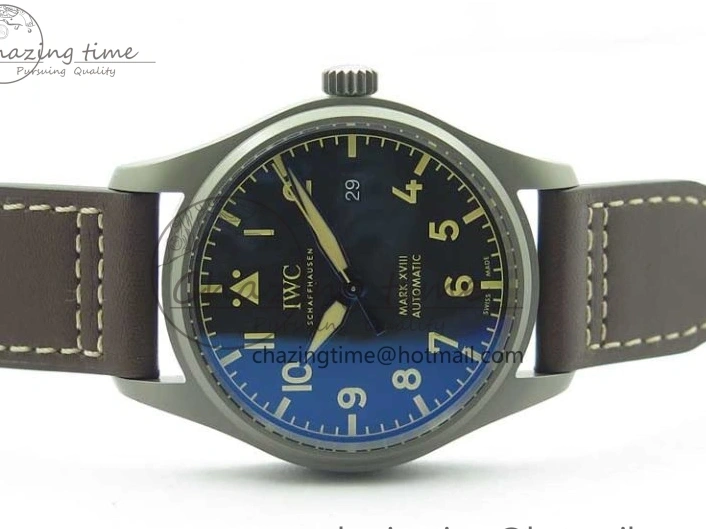 MIROTIME 0323 Mark XVIII IW327006 Titanium V7F 1:1 Best Edition Black Dial on Brown Leather Strap A Attractive 7080